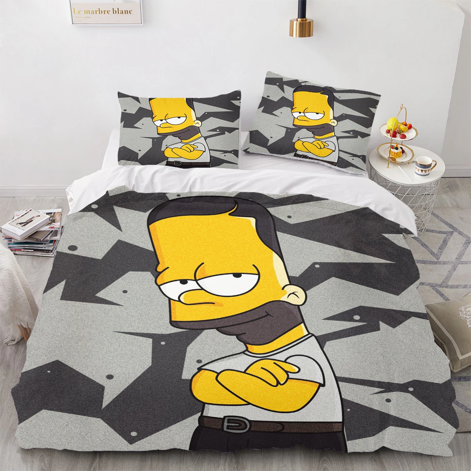 The Simpsons Anime Bedding Set Duvet Cover 100% Polyester Suitable For Children And Adults 3-Piece Set 1 Quilt Cover