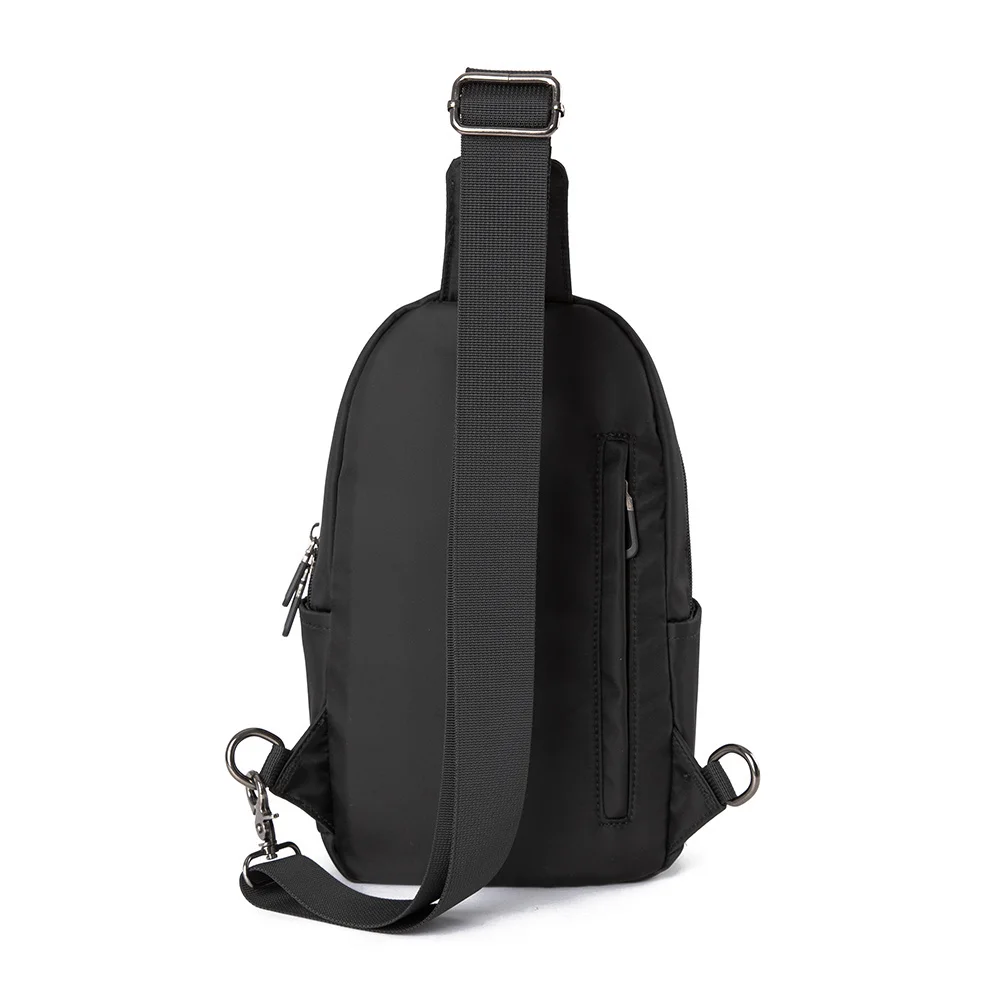 Sac de poitrine noir léger et étanche pour homme, peut s'adapter à un sac plat de 7.9 pouces, 03/dehors lancé, voyage, côté unisexe