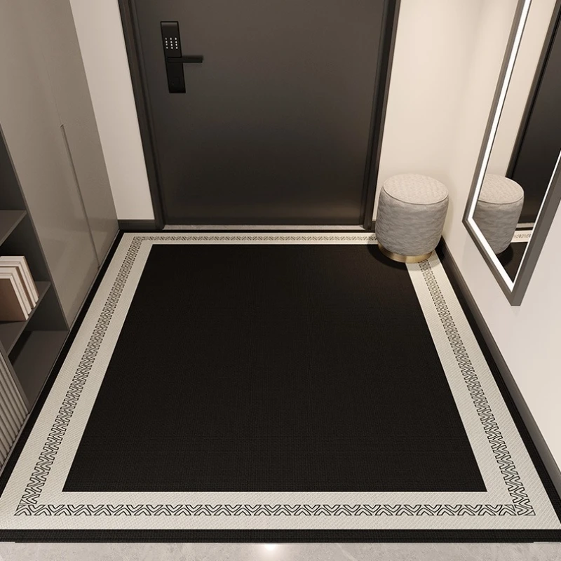 Simple Black White PVC Oil-proof Kitchen Carpet Creative Line Carpet Waterproof Non-slip Foot Mat Anti-fouling Cuttable Door Mat