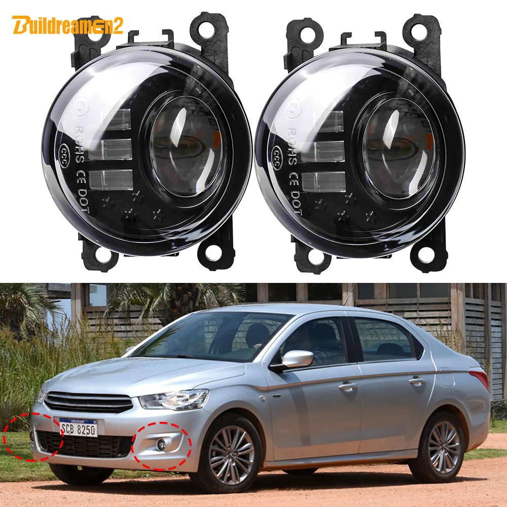 2 X 30W Car Canbus LED Lens Fog Light DRL H11 12V For Citroen C-Elysee Celysee 2012 2013 2014 2015 2016 2017 2018 2019 2020 2021