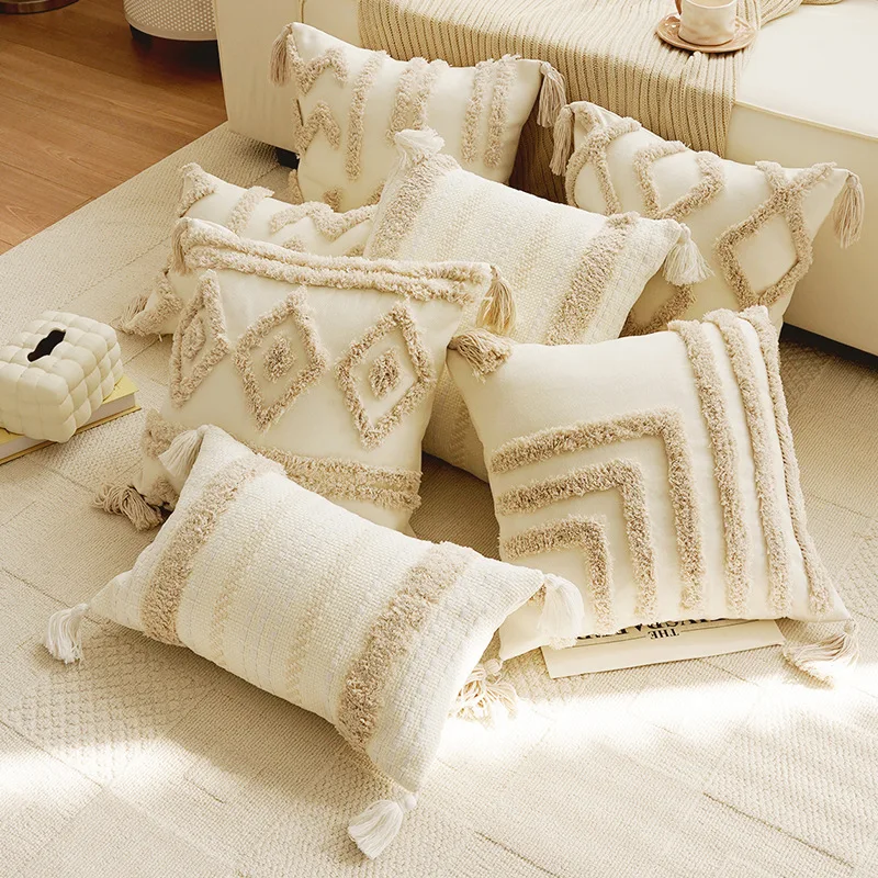 

30x50/45x45cm Ethnic Style Beige Bohemian Morocco Living Room Decoration Pillow Cover Sofa Cushion Bed Breakfast