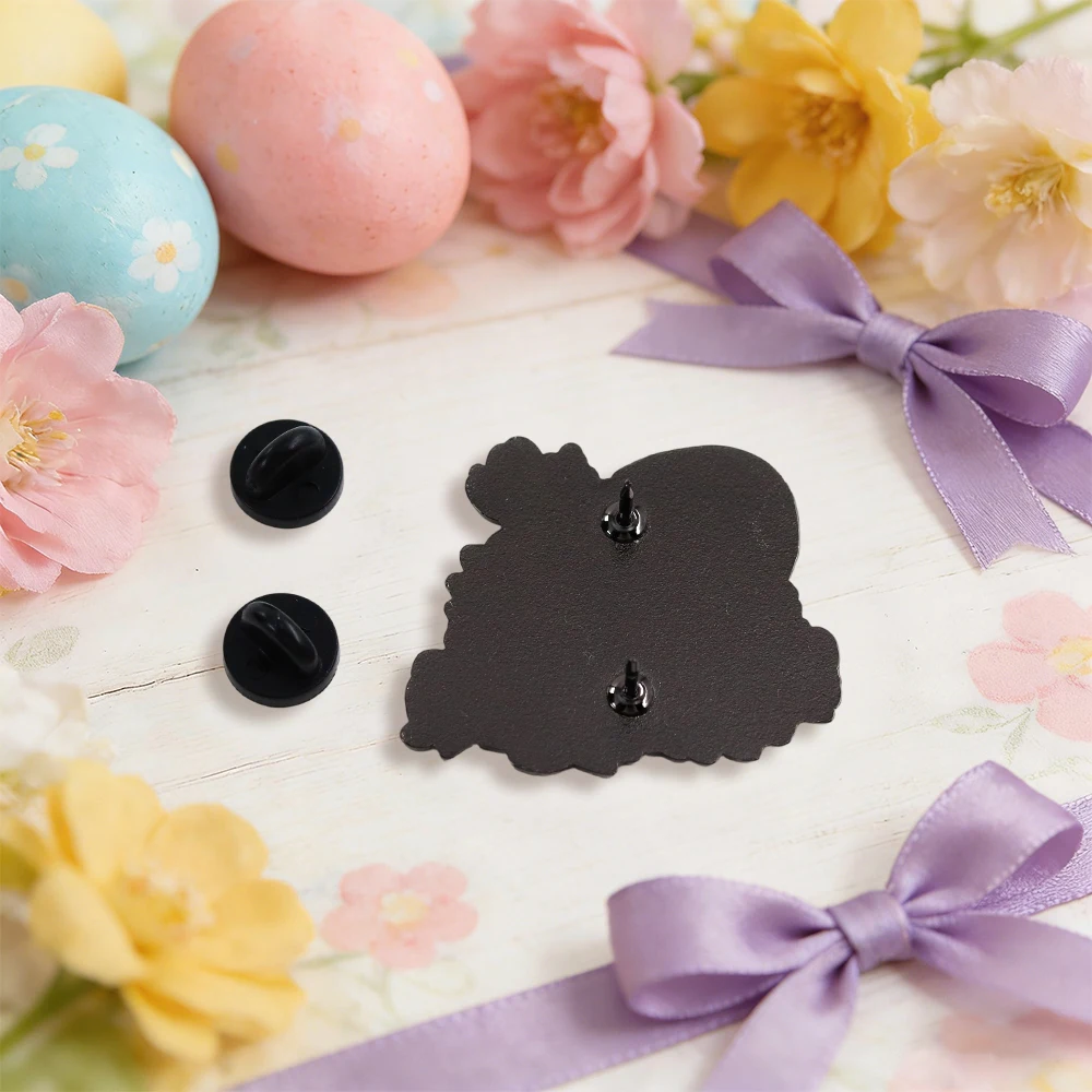 Osterküken-Brut-Emaillierter Anstecker Blumenkranz-Schleifen-Pin Frühlings-Themen-Abzeichen Feiertagsgeschenk Entzückendes Tier-Ei-Accessoire – Detail 13