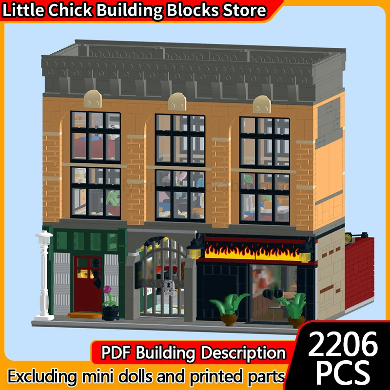 

City Street View Model MOC Building Bricks Duplex Loft And Bar Modular Technology Children Holiday Gifts Assemble Toys Suit