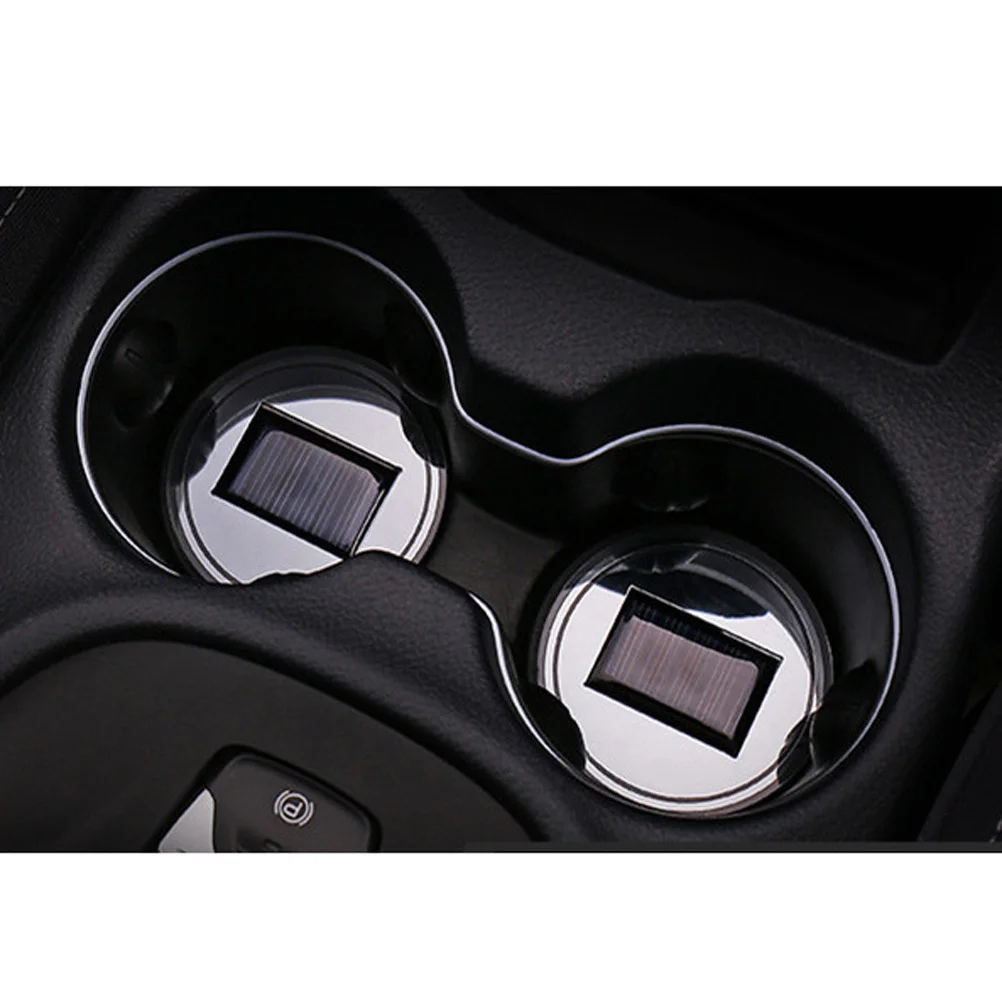 

2pcs Cup Mat Solar Powered Led Light For Car Cup Holder Waterproof Heat Resistant Mug Pad Night Atmosphere Decor