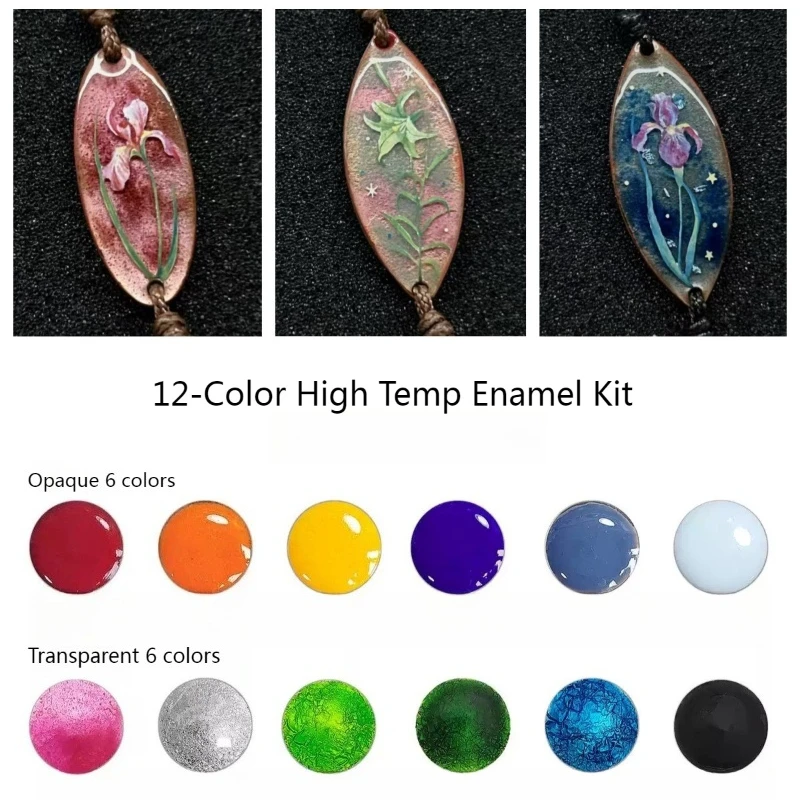12 Colors 30g High Temperature Enamel Glaze Powder DIY Jewelry Coloring Pigment for Pendant Ring Silver Blank Craft Making