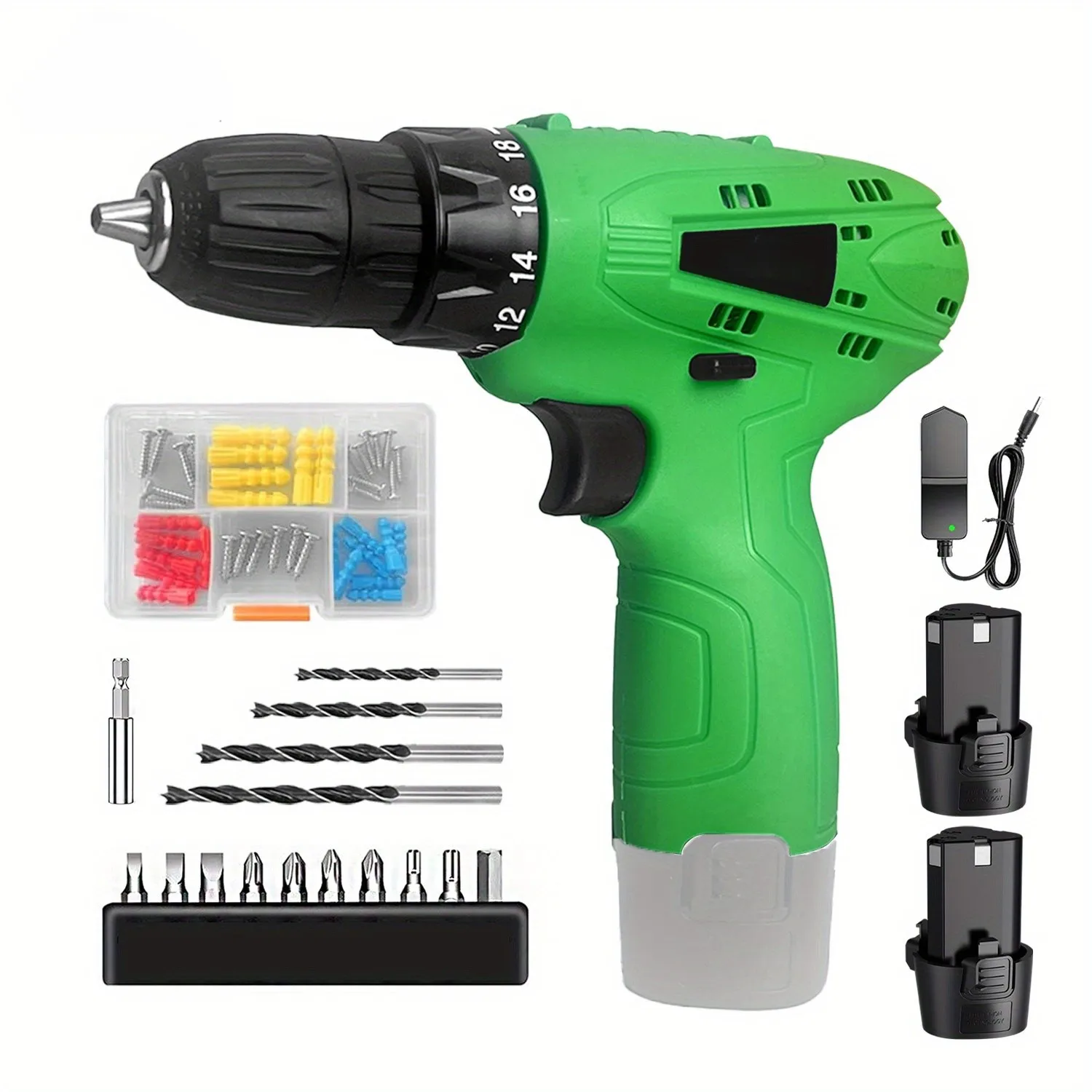 

12V DIY Power Tools Single Speed Brushless Electric Screwdriver Drill with Keyless Chuck Cordless US Local Warehouse