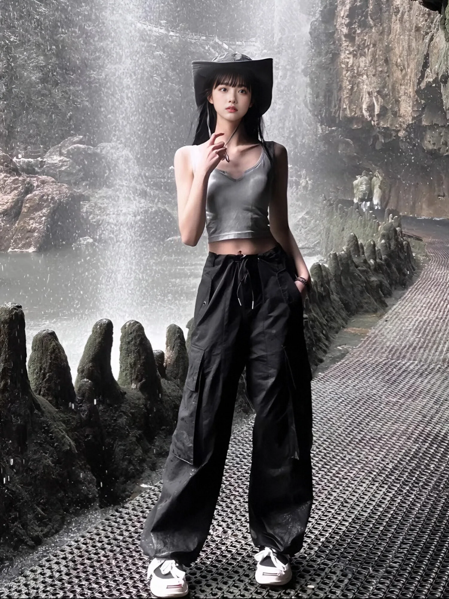 

Черные прямые рабочие брюки, женские летние новые американские ретро уличные походные брюки, повседневные брюки для скалолазания