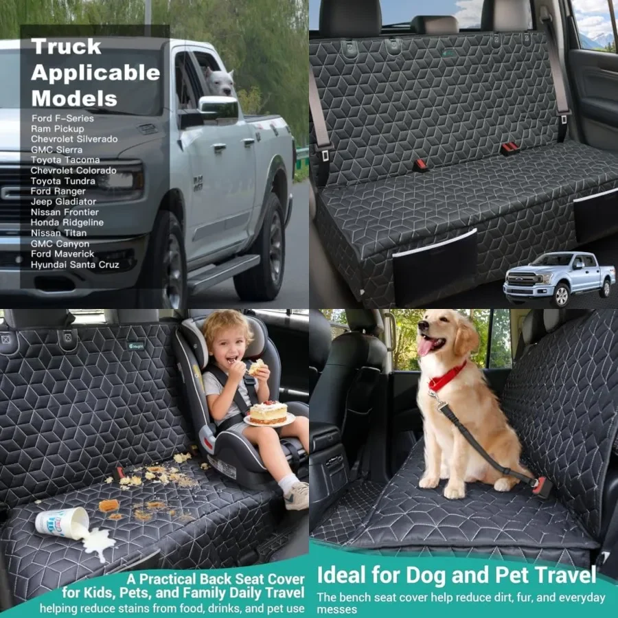 

Dog Car Seat Covers for Back Seat,Waterproof Pet Bench Seat Covers for Trucks Ford f150/Ram1500/Nissan Frontier/Toyota Tacoma/GMC Canyon/Silverado Scratch Nonslip Truck Seat Cover for Dogs