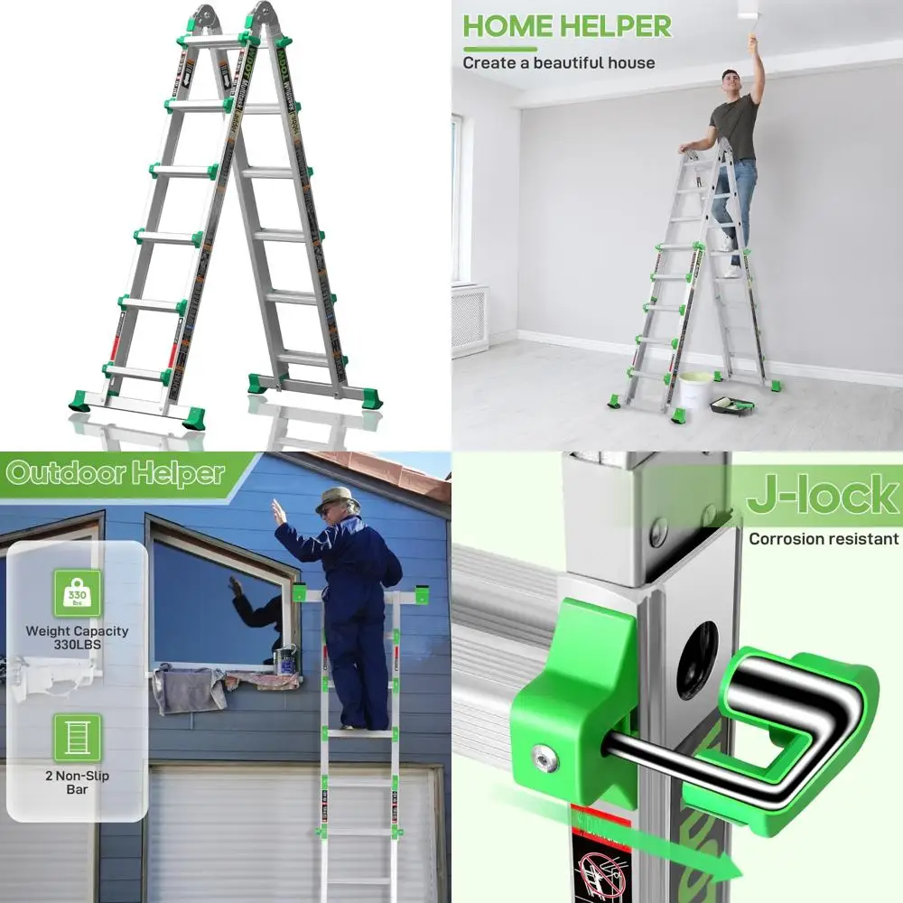 Escalera compacta telescópica de aluminio de 6 escalones con peldaños antideslizantes y capacidad de 330 libras