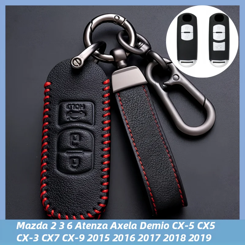 

For Mazda 2 3 6 Atenza Axela Demio CX-5 CX5 CX-3 CX7 CX-9 2015 2016 2017 2018 2019 Leather Car Key Cover