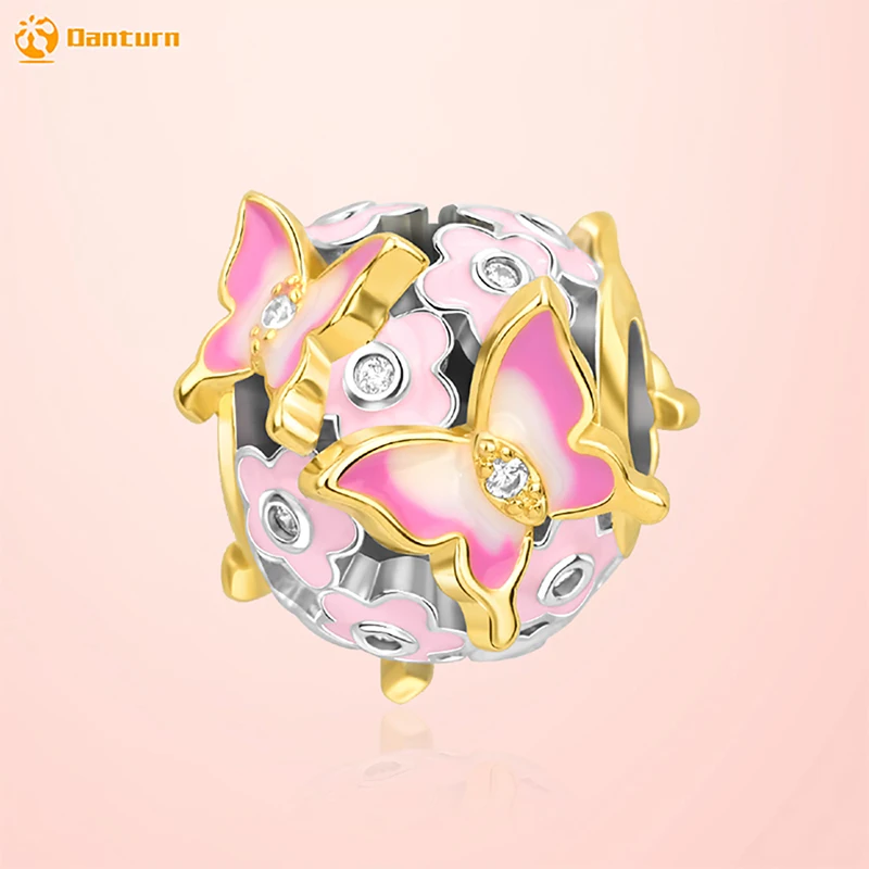 

Danturn 925 Sterling Silver Original Beads Butterfly Dangle Charm fit Snake Chain Bracelet Fashion Women Jewelry Making