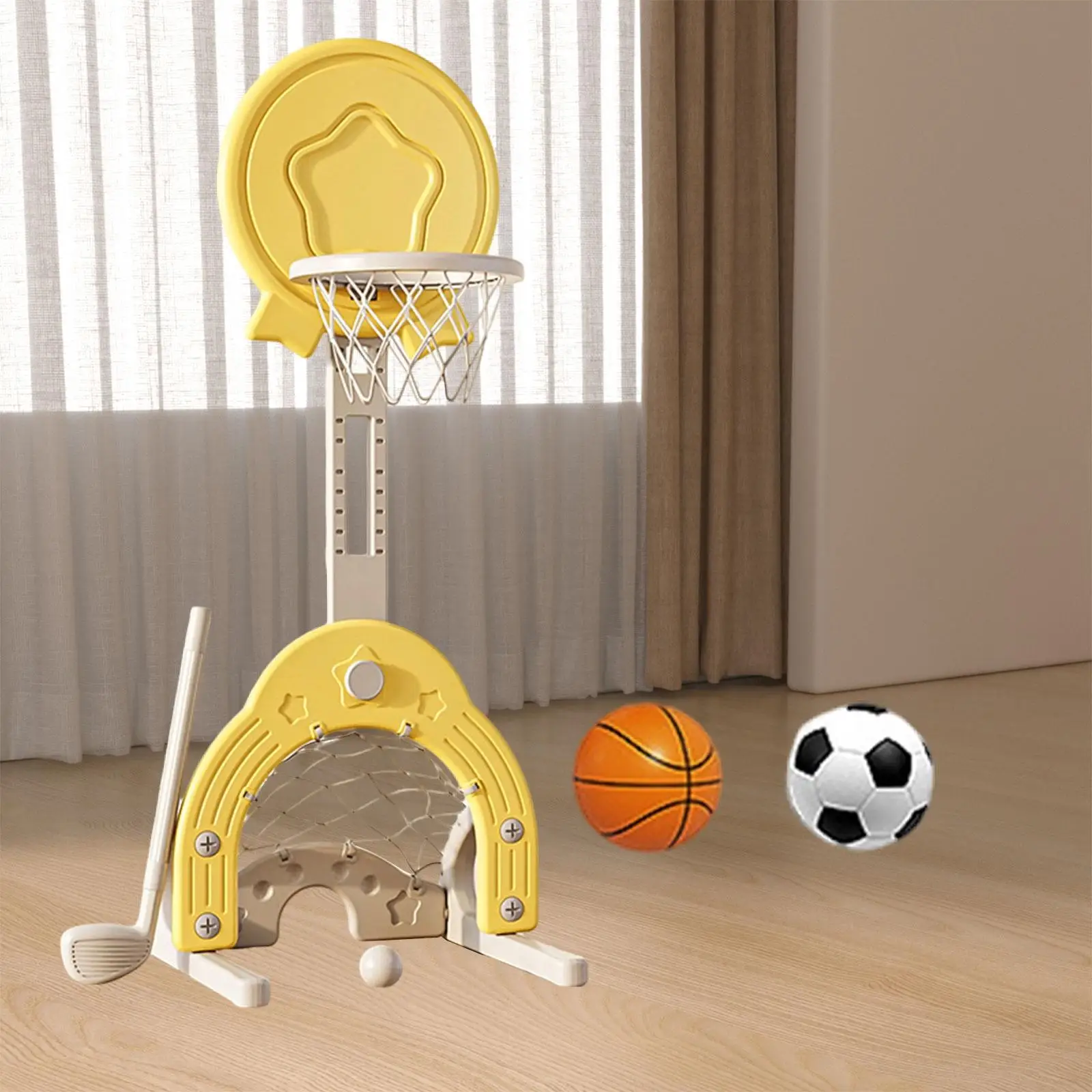 3 In 1 Basketbal Hoepel Set, Veelzijdige Vaardigheidsontwikkeling Indoor Outdoor Sport Speelgoed