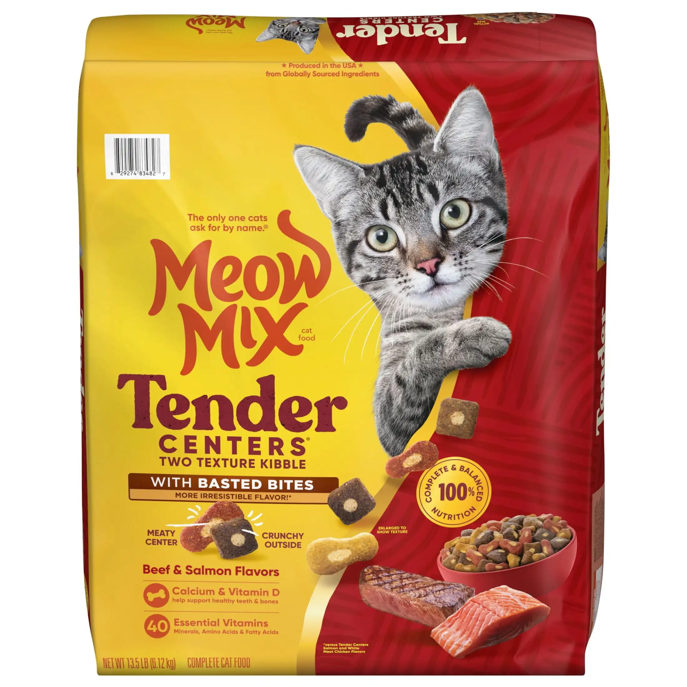 

Tender Centers Dry Cat Food with Basted Bites, Beef & Salmon Flavors, 13.5 Pound Bag