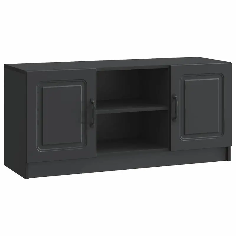 Meuble TV moderne pour salon – Bois d'ingénierie – Design contemporain avec portes pivotantes et étagères polyvalentes