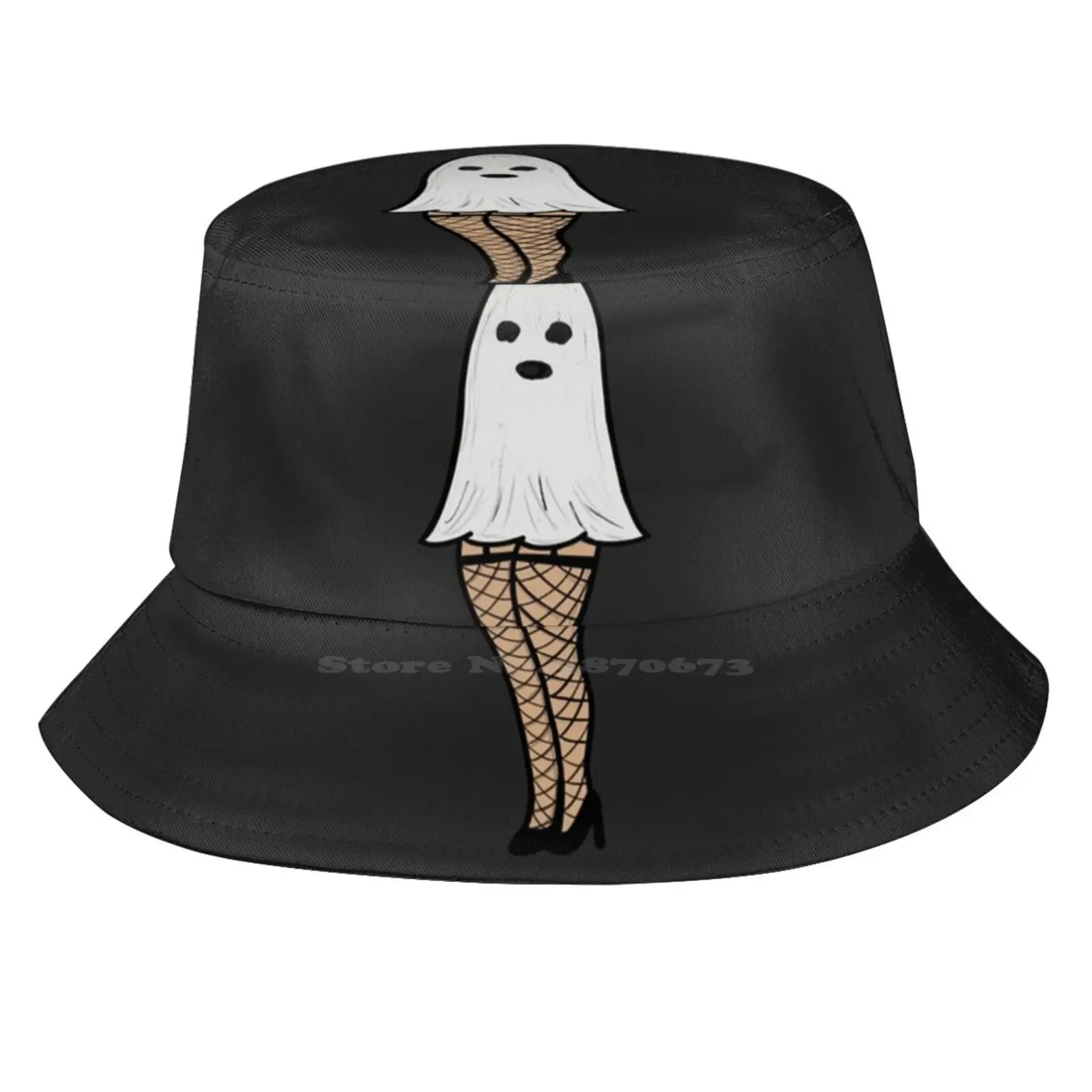 Sexy Sheet Ghost With Fishnets Sun Cap Fisherman Hat Bucket Hats Halloween Costume Ghost Costume Halloween Pinup Pinup Artist