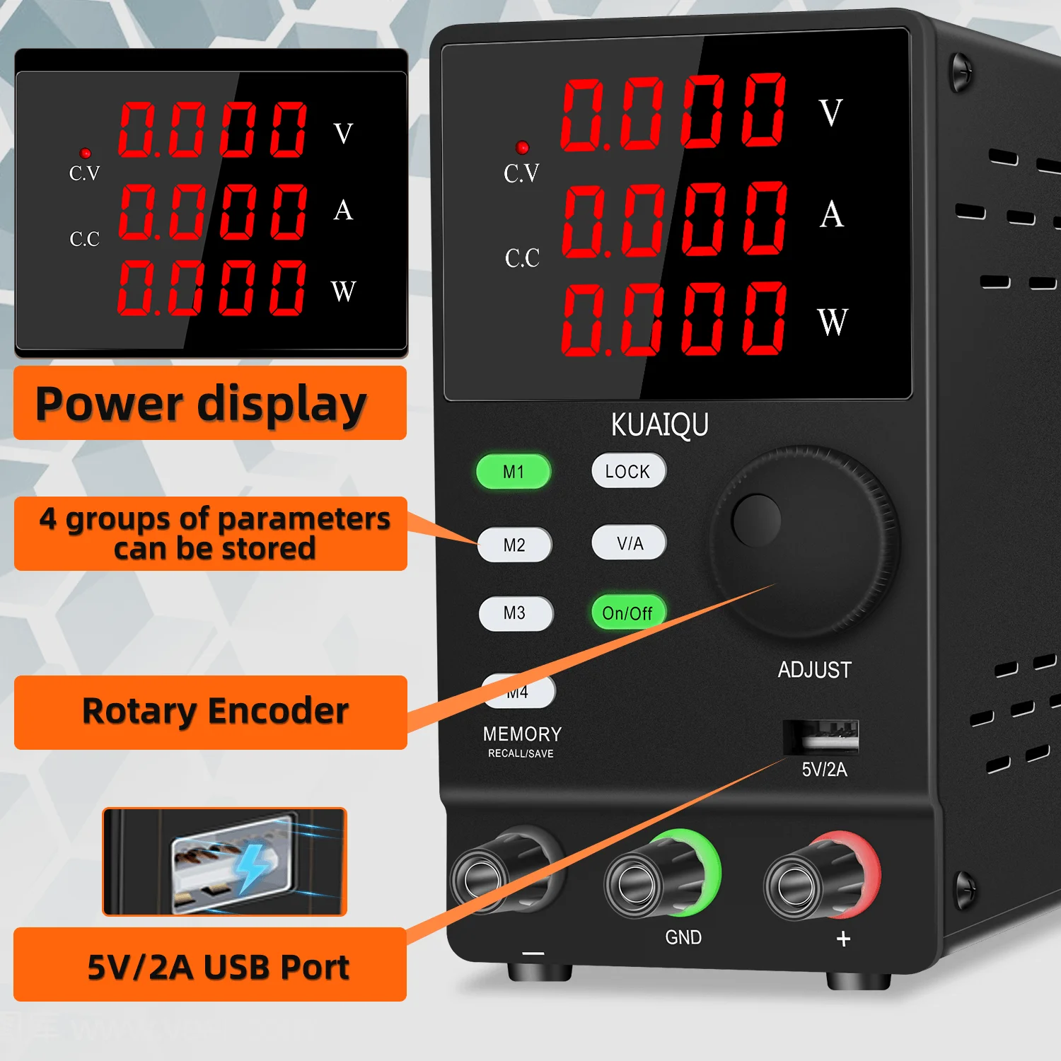 KUAIQU Programmable Storage DC Power Supply Adjustable Regulated Power Supply 30V/60V/120V Fast Storage Laboratory Power Supply