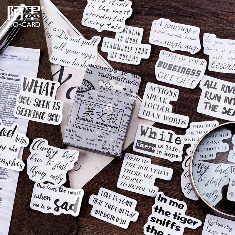46 Pcs/pack Vintage English Newspaper Decorative Mini Paper Sticker Decoration DIY Album Diary Scrapbooking Label Sticker