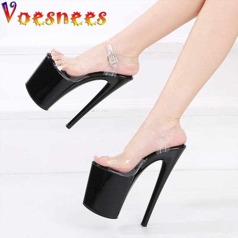 2023 New Fashion Heels Extreme Platform High 20CM Pole Dance Shoes Model Sexy Walk Show Transparent High-heeled Sandals Women