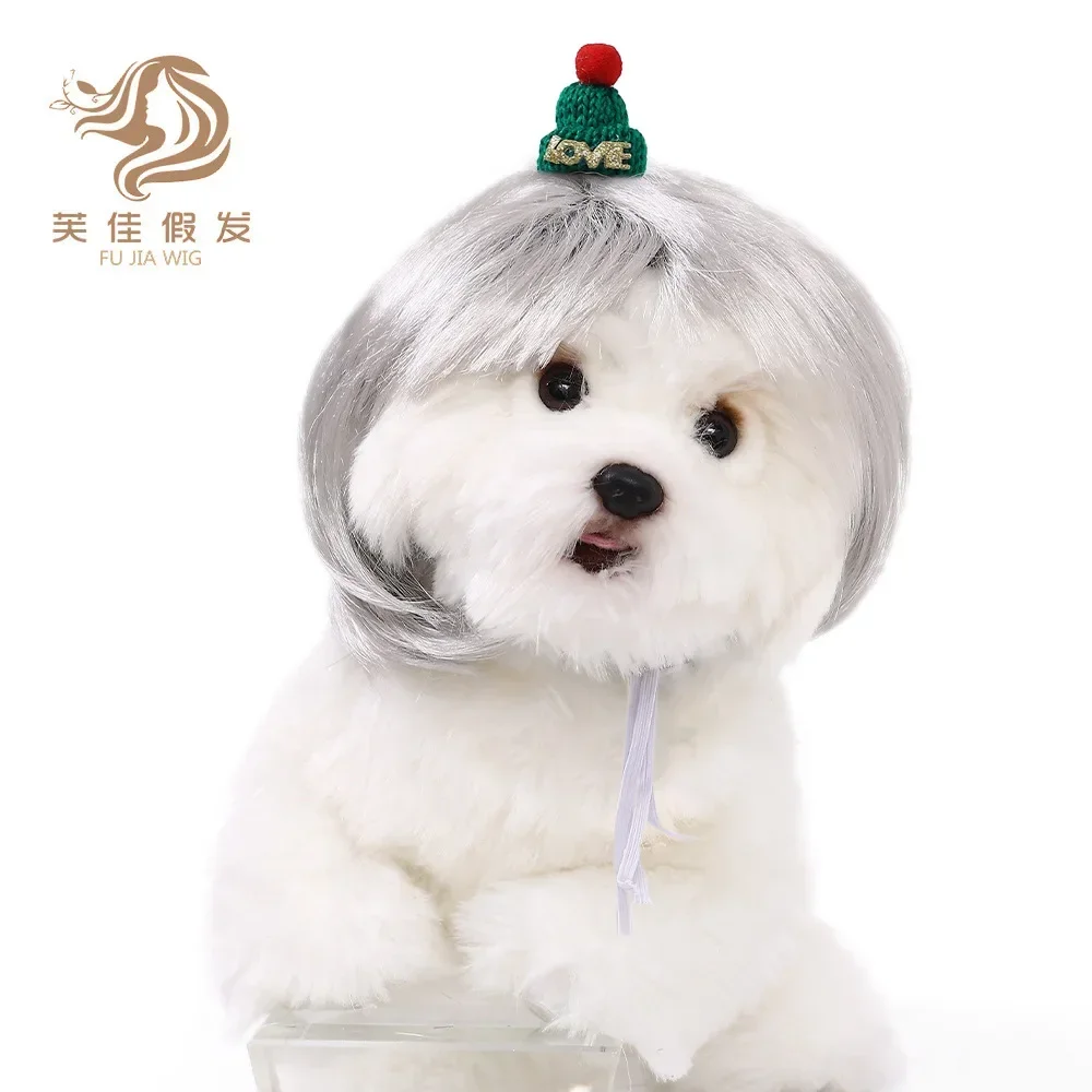 New Pet Wig Cat and Dog Universal Pet Supplies Halloween Accessories Cute Straight Hair Bobo Head