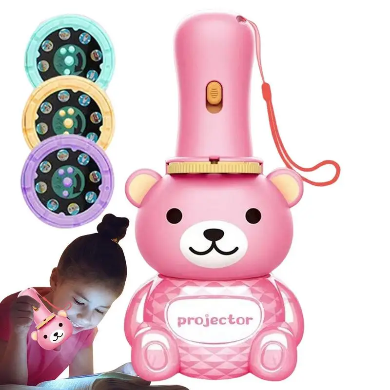 Çocuklar el feneri ayı şekli fenerleri eğitim öğrenme hikayesi slayt projeksiyon 24 görüntüleri ile yatmadan gece işık oyuncak için