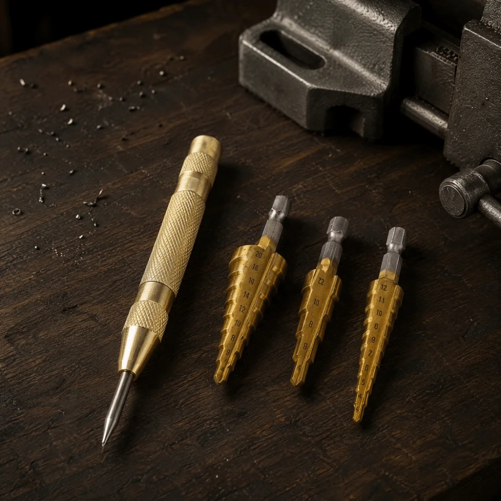 4pcs Durable High Precision Step Bit Set Bearing Steel Versatile Step Drill Bit Set Step Drill Bit for Steel Wood
