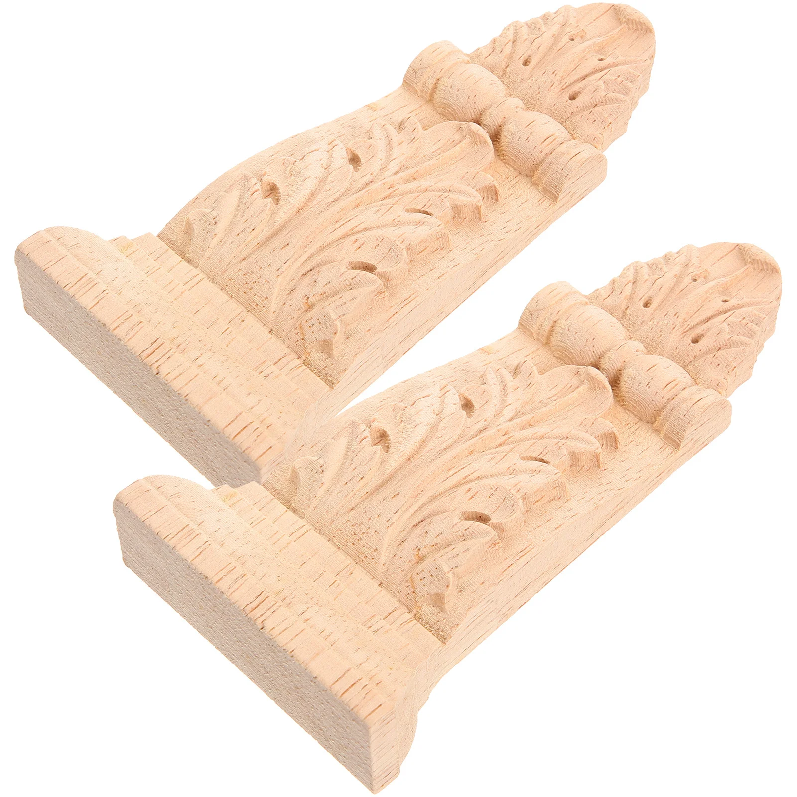 

2Pcs European Style Wooden Carving Applique Unpainted Furniture Decor Exquisite Texture Long Life DIY Home Decoration