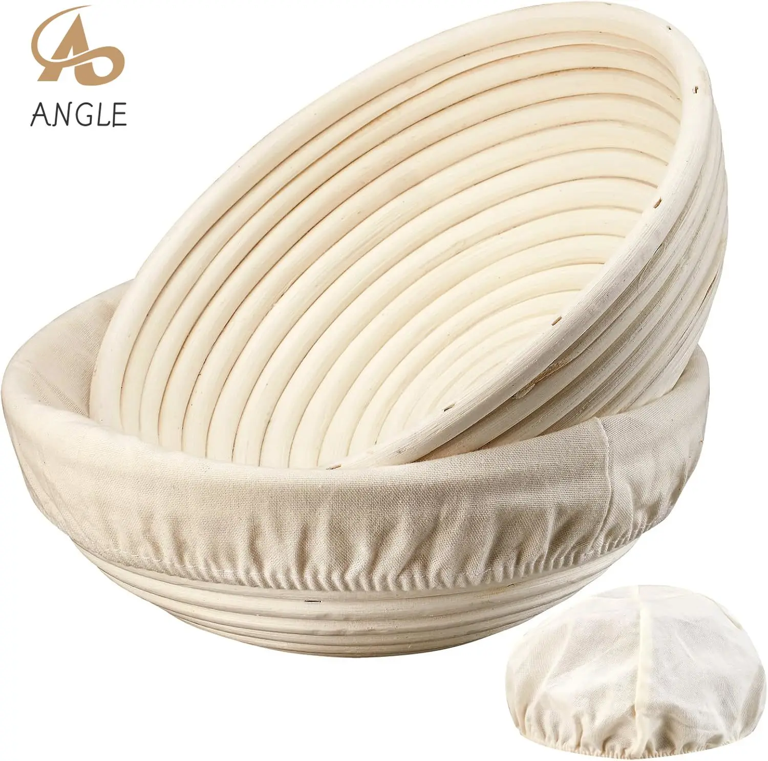 Cesta a prueba de pan Banneton, redonda y 10 cestas de masa fermentada de caña ovalada con tela, accesorios de panadería para hornear pan