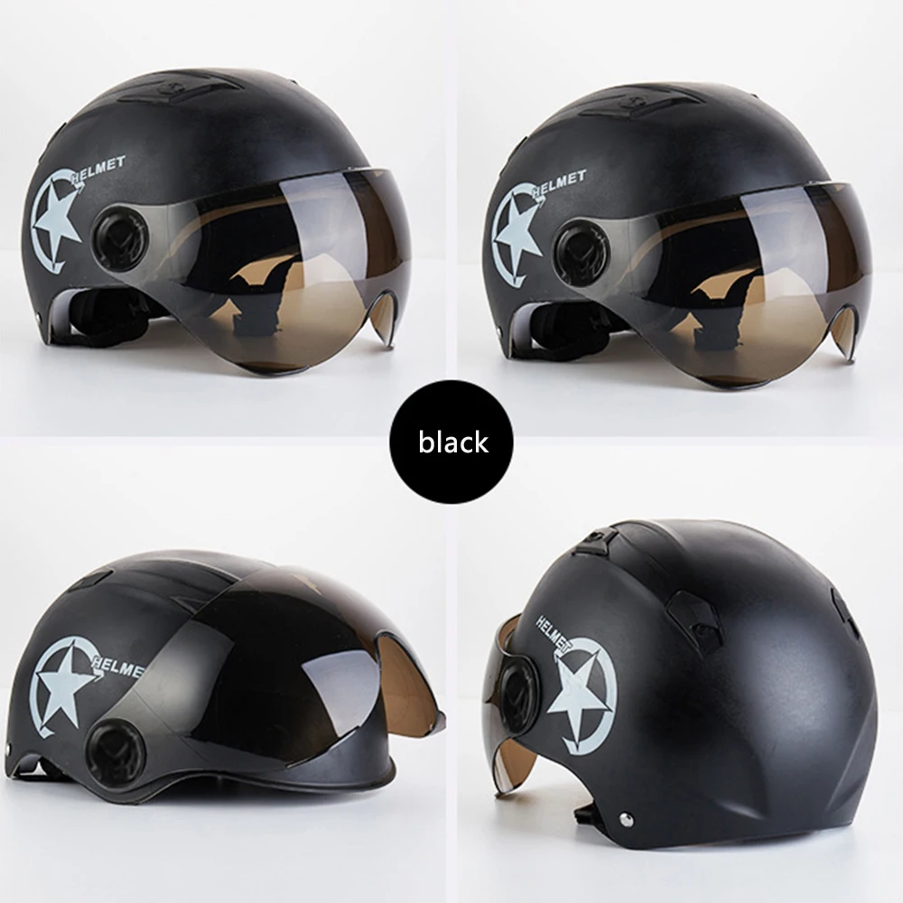 Casco de motocicleta con visera de doble lente abierta para hombre y mujer, casco de bicicleta eléctrica, Scooter, casco de Moto