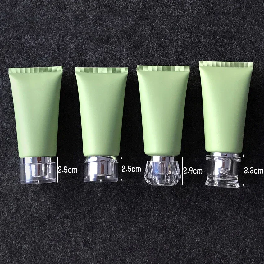 50ml Plastic Squeeze Bottle Matte Green 50g Cosmetic Cream Facial Cleanser Container Toothpaste Lotion Refillable Serum Tube