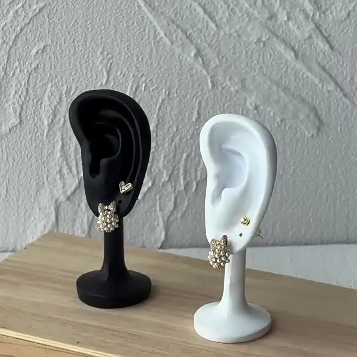 Resin Ear-Shaped Earring Display Stand - Portable Jewelry Rack for Ear Studs, Compact Earring Organizer for Home & Retail