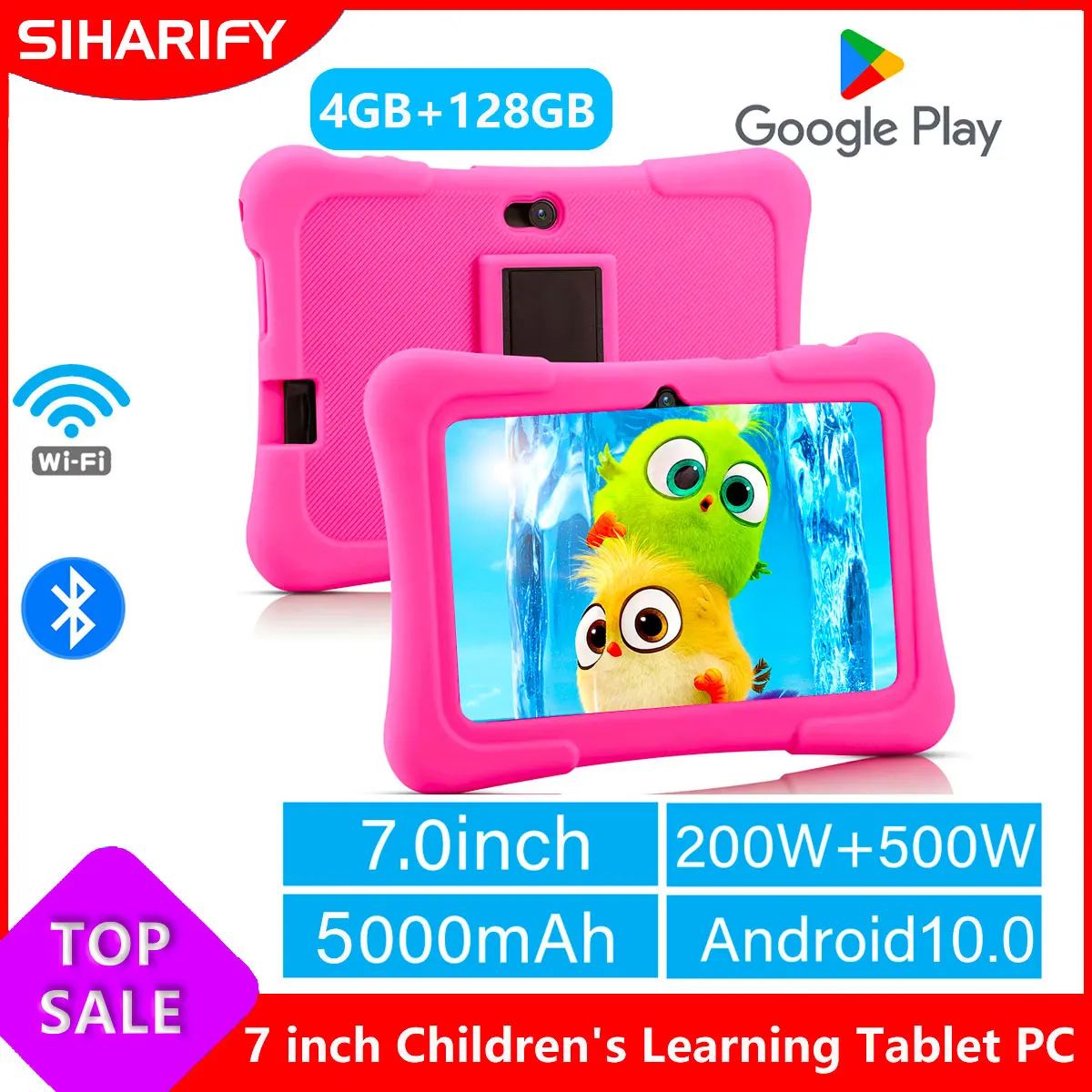 

New 7-inch Kids Tablet Android 13 WiFi 4000mAh 4GB RAM 128GB ROM Children's Learning Quad Core Children's Tablets Mini Tablet PC