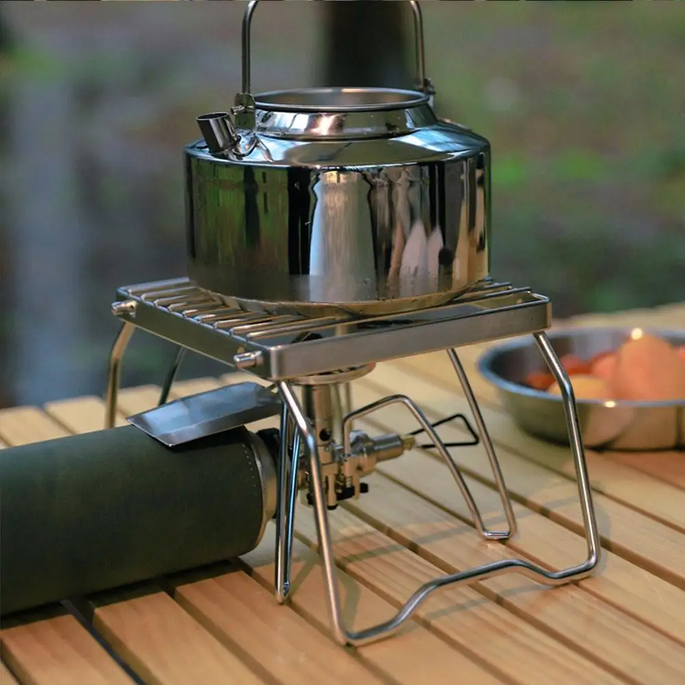 Outdoor Stainless Steel Stove Holder Foldable Portable Gas Stove Camping Campfire Cooking Stand Supplies BBQ M9I9