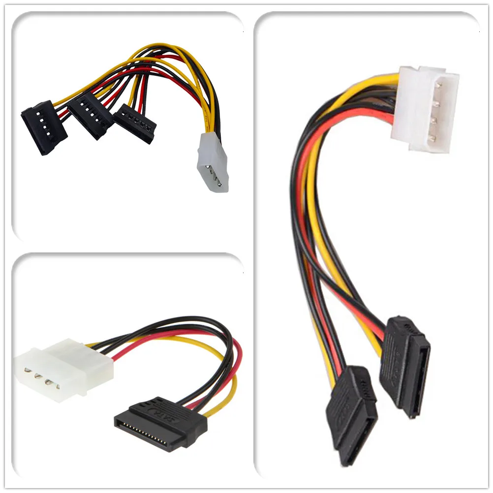 1pc 4Pin IDE Molex To 3 ATA SATA Power Splitter Extension Cable Connectors Hard Drive Power Cord