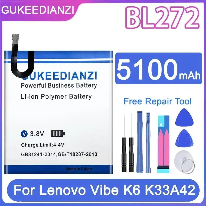 

Аккумулятор мобильного телефона BL272 5100 мАч для Lenovo Vibe K6 Power K33A42 XT1662 не подходит для K33a48 K33b36 K33b37