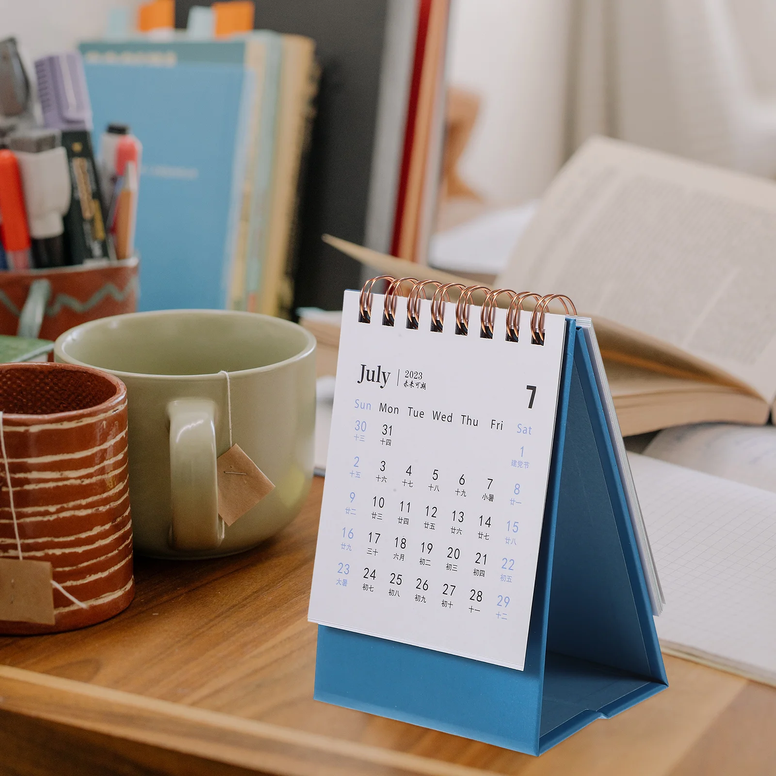 

2024 Mini Desk Calendar Pink Decorative Tabletop Accessories Monthly Note Standing Sturdy Holder Office Home Decor