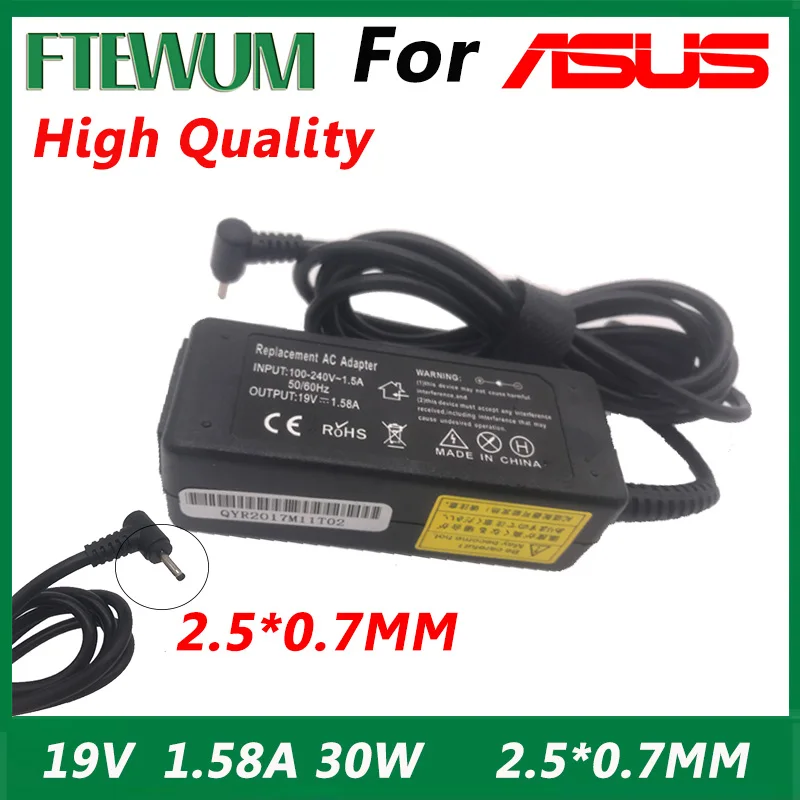 Notebook Charger Adapter For ASUS EEE PC VX6, EEE PC 1215T 19V Laptop Power Supply 1.58A (30W) 2.5x0.7mm High Quality Brand New