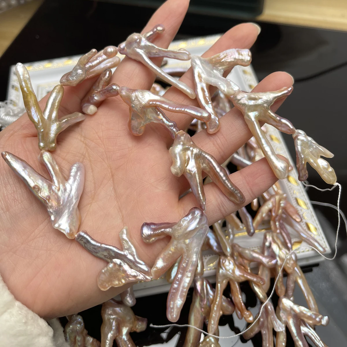 Natural Freshwater Purple Pearl 30-35mm Irregular Chicken Claw Shape Loose Bead for DIY Jewelry Making - Necklace Earring Bracel