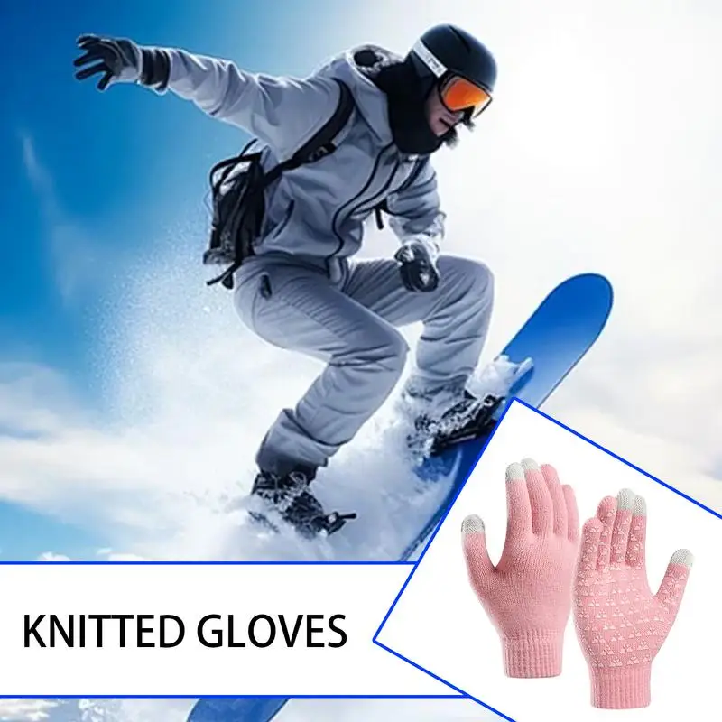 Winter Gloves Women Women's Cold Weather Gloves Cold Weather Thermal Warm Gloves Warm Knit Gloves Touchscreen For Hiking Driving