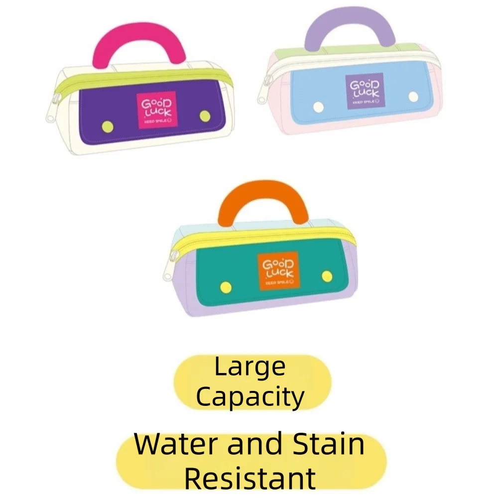 Handheld Large Capacity Pencil Case Print Portable Pen Bag Multi-pocket Cute Stationery Bag Student Supplies