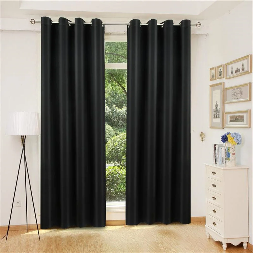 

90% Height Blackout Curtains Heavy Duty Solid Color Anti-UV Curtain for Living Room Bedroom Window Punch-free Decorative Drapes