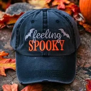 قبعة بيسبول مطرزة بملمس مخيف، قبعة مغسولة مطرزة من Salem Witch، موسم مخيف، قبعة خريف لطيفة، هدية الهالوين، قدس