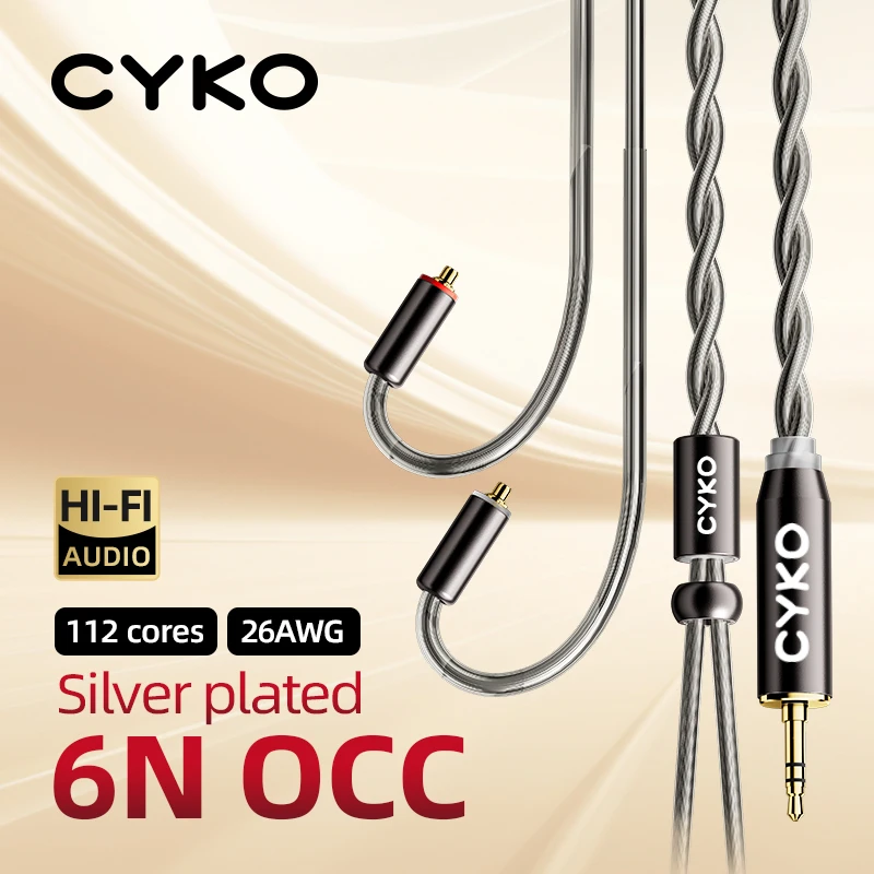 CYKO HiFi Audio earphone wire 2 Core Silver Plated OCC iem Cable MMCX 2Pin 4.4mm 3.5mm aux jack for Carat Tangzu Fudu HOLA Zero