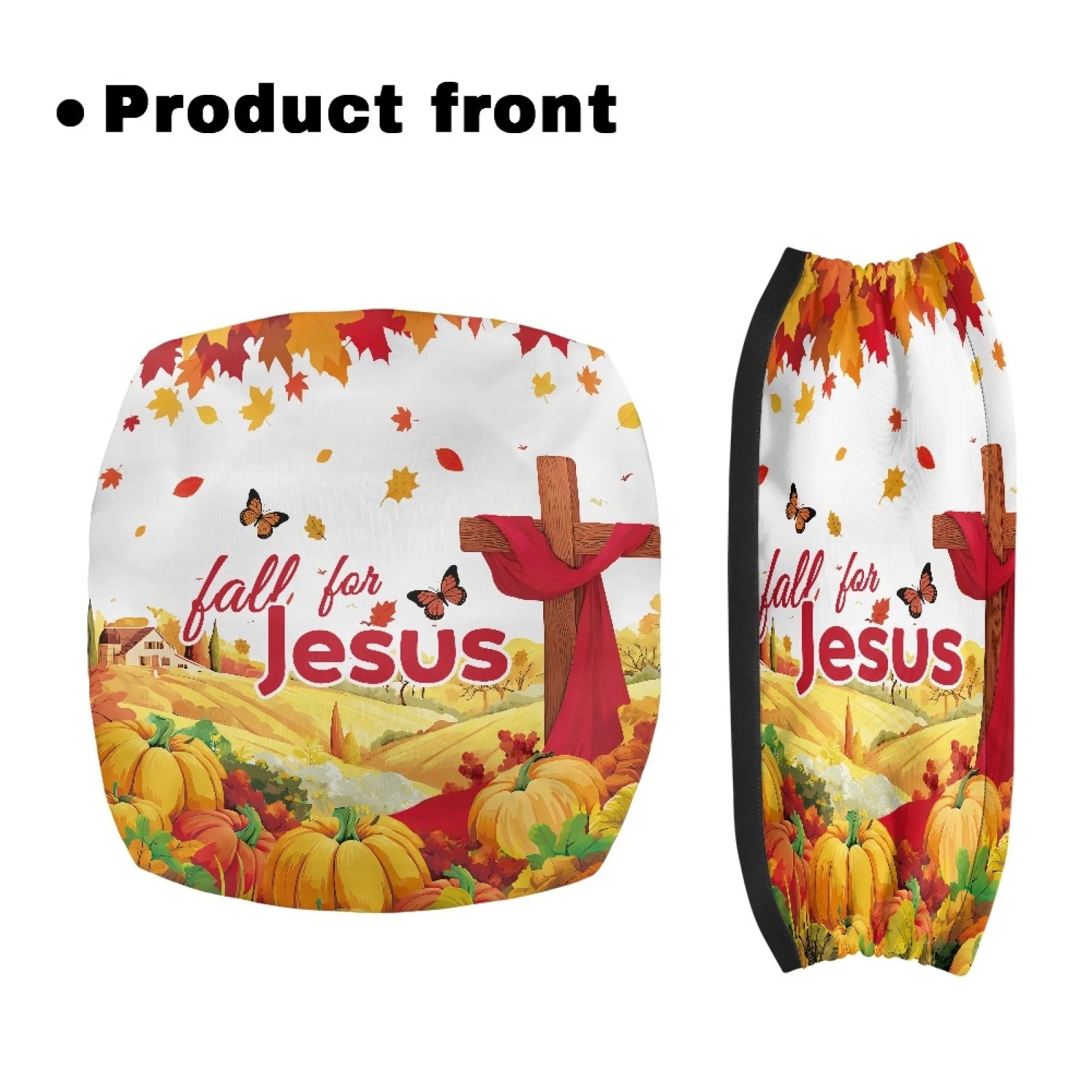 Coloranimal Butterfly Pumpkin Pattern 2 Pcs Seat & Backrest Cover Set Washable Seat & Back Covers for Ladies