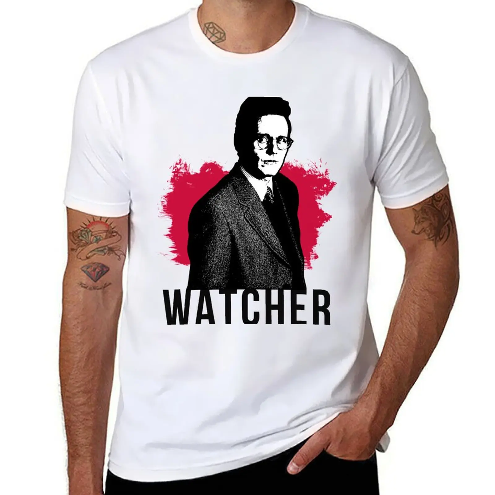 

Giles the Watcher - Red with Black Text (BtVS) T-Shirt t shirt man cotton graphic t shirts for man T-shirt