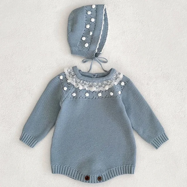 0-24M Baby Girl Romper Knit New Newborn Lace Warm Long Sleeve Jumpsuit Infant Princess Party Romper Toddler Fall Spring Clothing 0-24M Baby Girl Romper Knit New Newborn Lace Warm Long Sleeve Jumpsuit Infant Princess Party Romper Toddler Fall Spring Clothing
