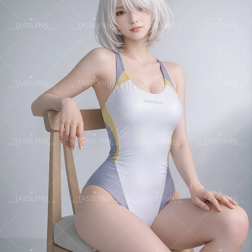 

Костюм для косплея NieR:Automata 2B, слитный купальник 2B с высоким вырезом, разноцветный, с вырезом на спине, для бассейна и пляжа