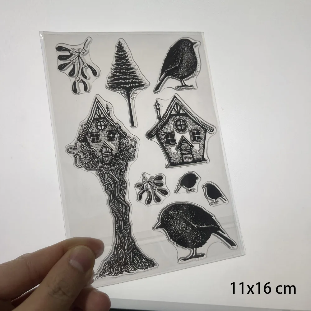 

House and birds Rubber Stamp Fairies Transparent Stamps for DIY Craft Making Greeting Card Scrapbooking Photo Album Decor Sheets