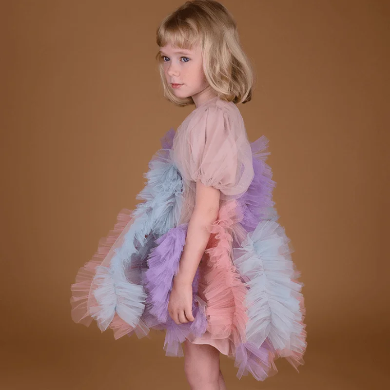 Fashion Baby Girl Princess Tutu Dress Puff Sleeve Infant Toddler Child Tulle Vestido Party Pageant Birthday Ball Gown 1-10Y