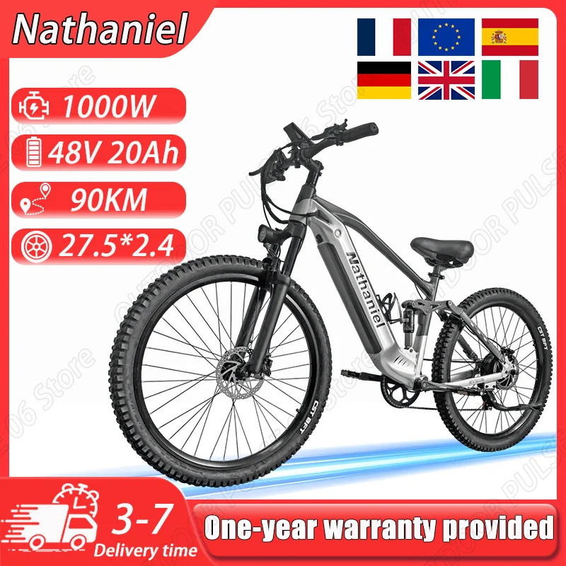 Nathaniel SYR03 Elektrofahrrad 1000W Motor 48V20AH Akku Outdoor-Reise-E-Bike 27,5*2,4 Zoll Reifen Erwachsenen-Fahrrad Offroad-E-Bike