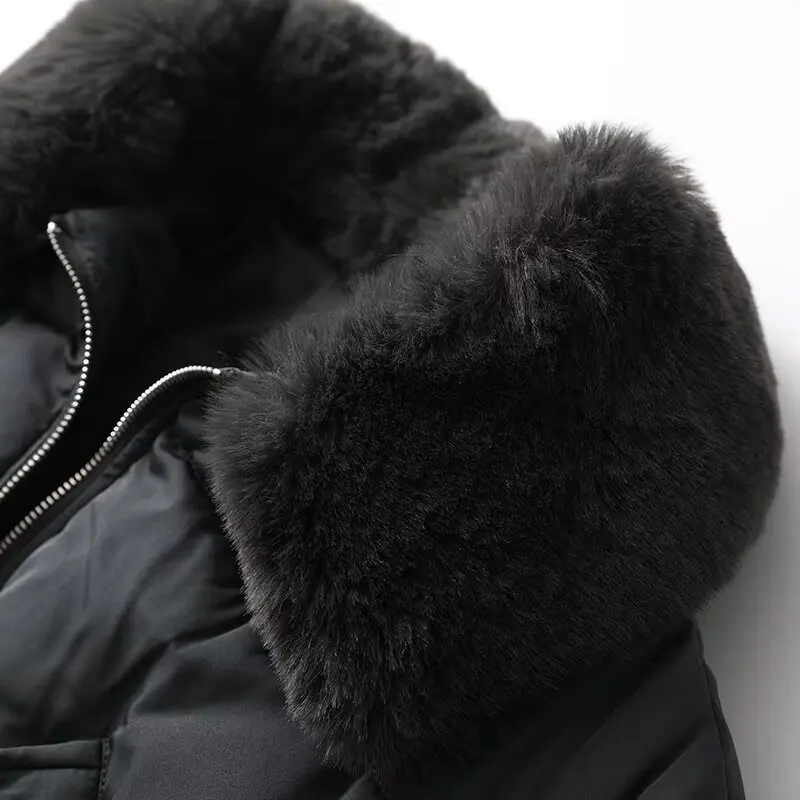 

2024, новое зимнее женское хлопковое пальто-туэт, длинное све, со съемным меховым воротником, универсальный дизайн, свободная посадка на молнии